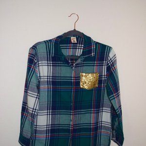 Girl's Arizona Jeans Plaid/Flannel Top